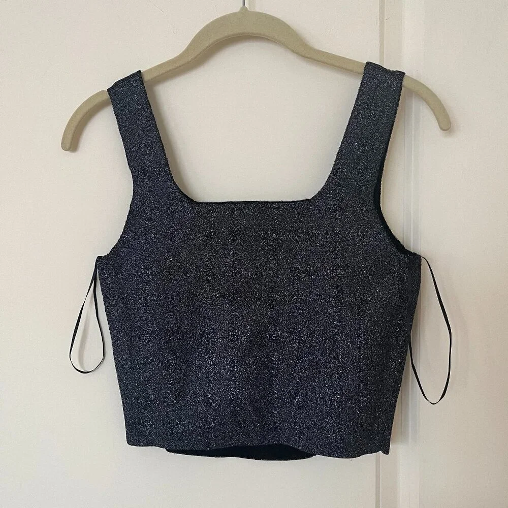 ALC Crop Tank Top Metallic Silver Sz XS